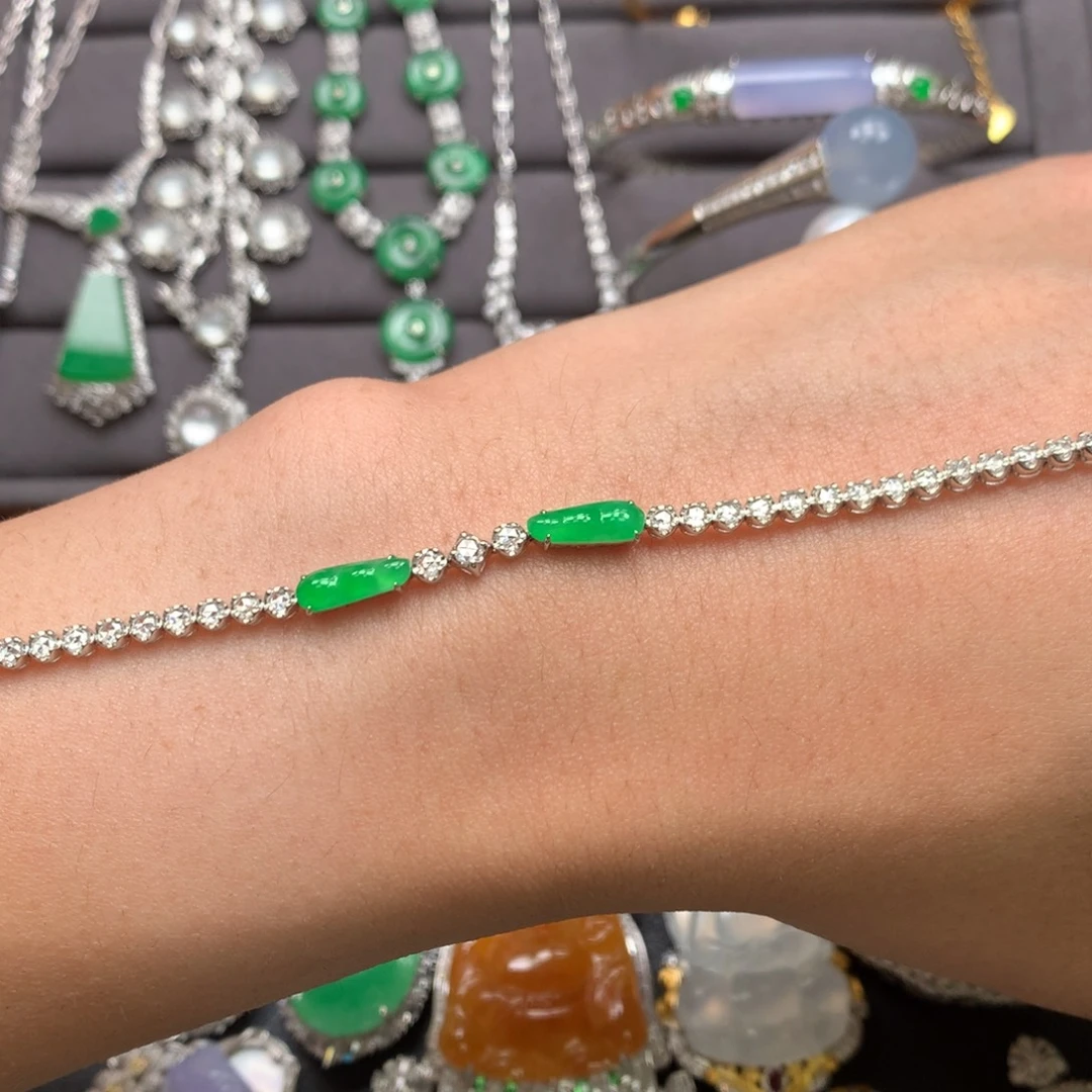 翡翠18K金镶嵌手链