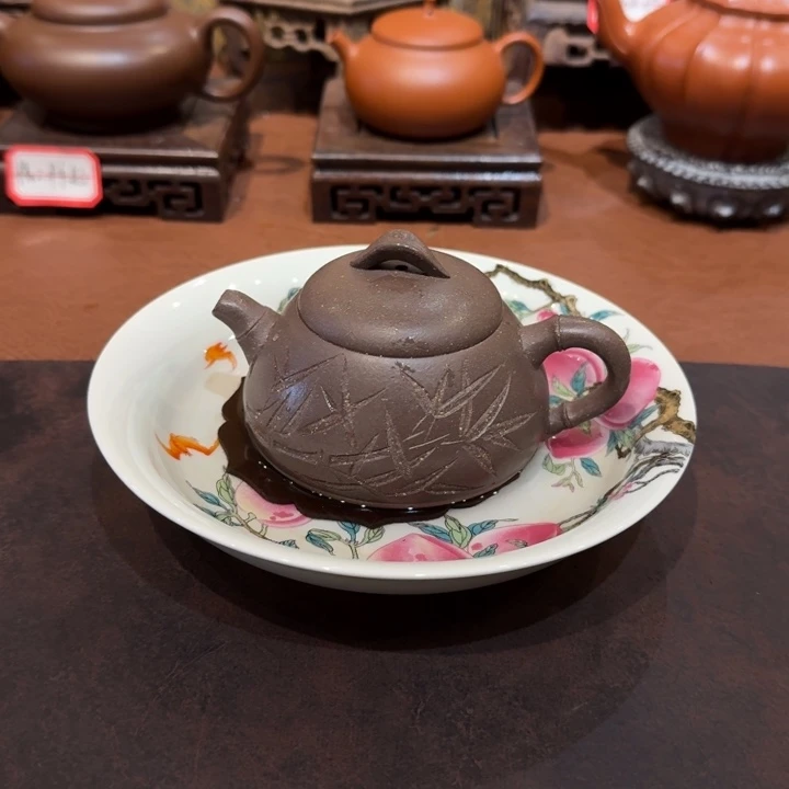 紫砂茶壶小花器清灰紫微微暇