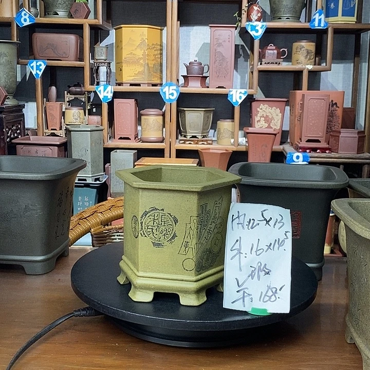 紫砂花盆鲨皮青微瑕大漏价