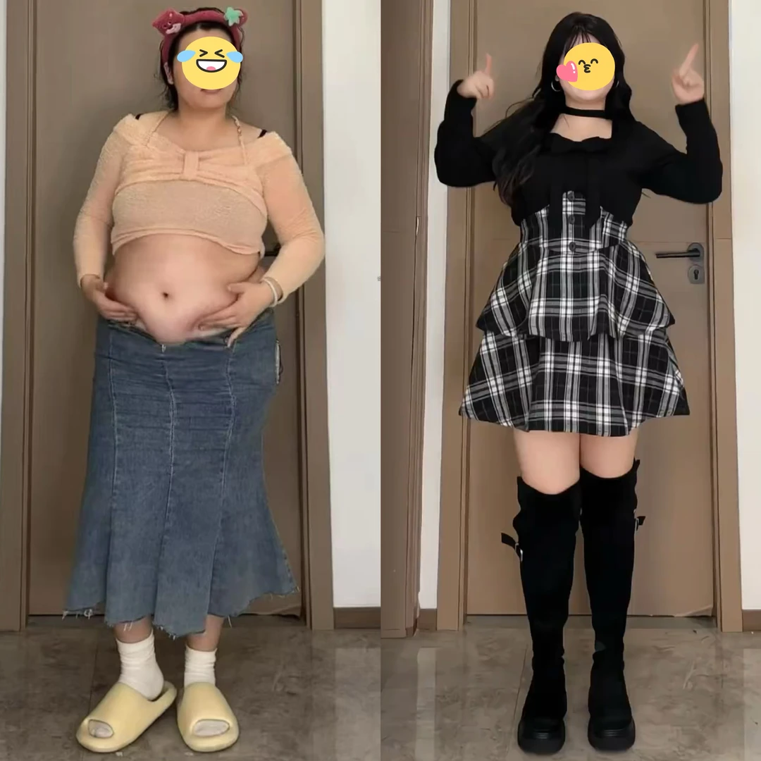 大码学院风蝴蝶结打底上衣女春秋胖mm束腰格纹裙甜美气质显瘦套装