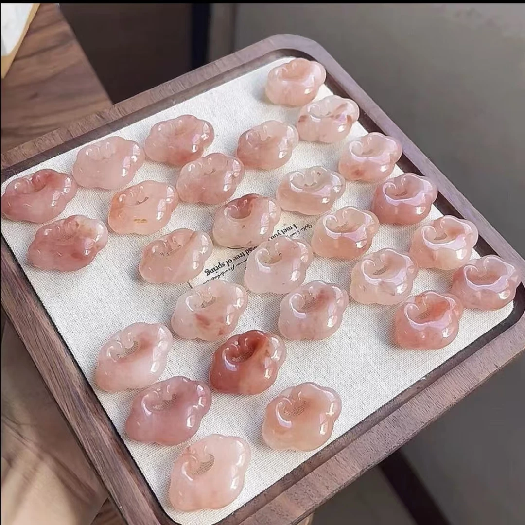 【祥云锁】甜美简约粉色金丝玉桃花酿吊坠新款挂件多样性发一