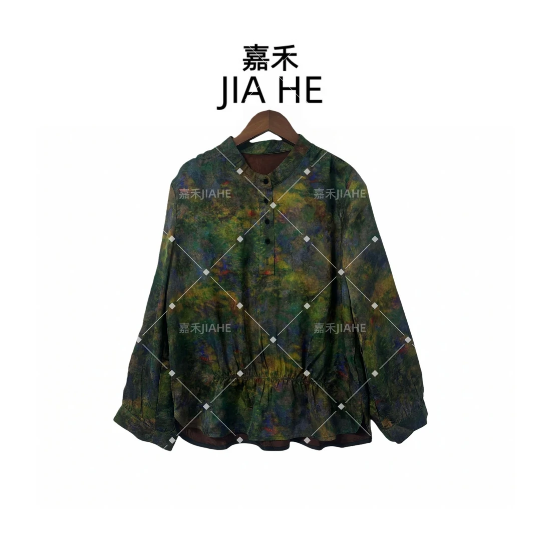 【春景喜暖】新中式国风宽松圆领提花女士上衣时尚复古百搭休闲重工