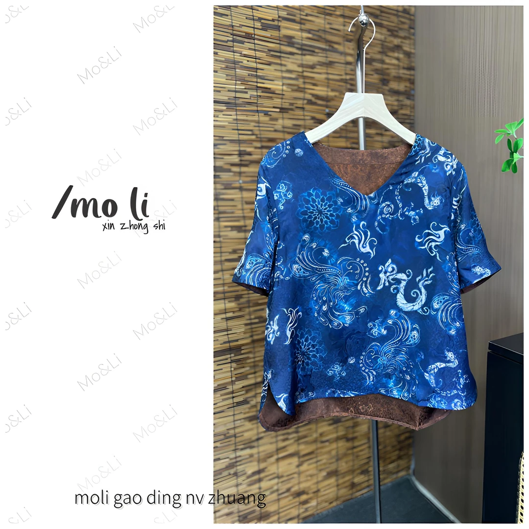 【青花瓷】新中式夏季高端新款老料小衫