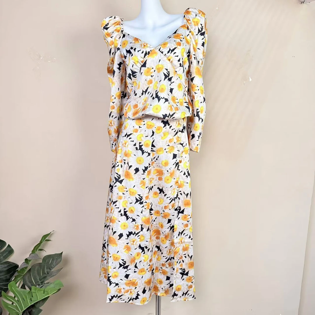 1173 气质时尚大V领上衣+半身裙两件套 B6