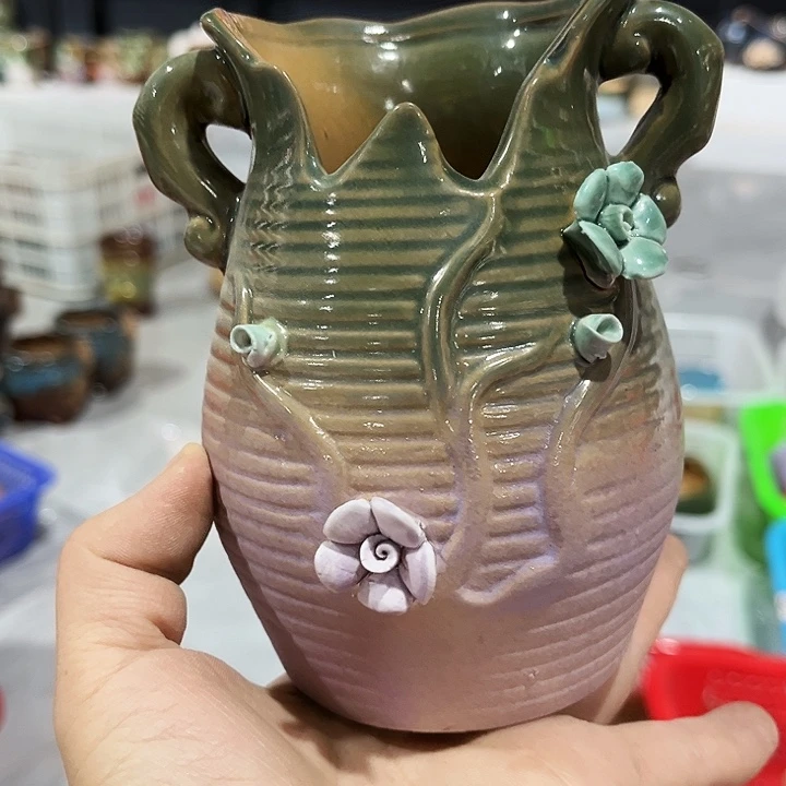 瓷片花盆多肉植物艺术品