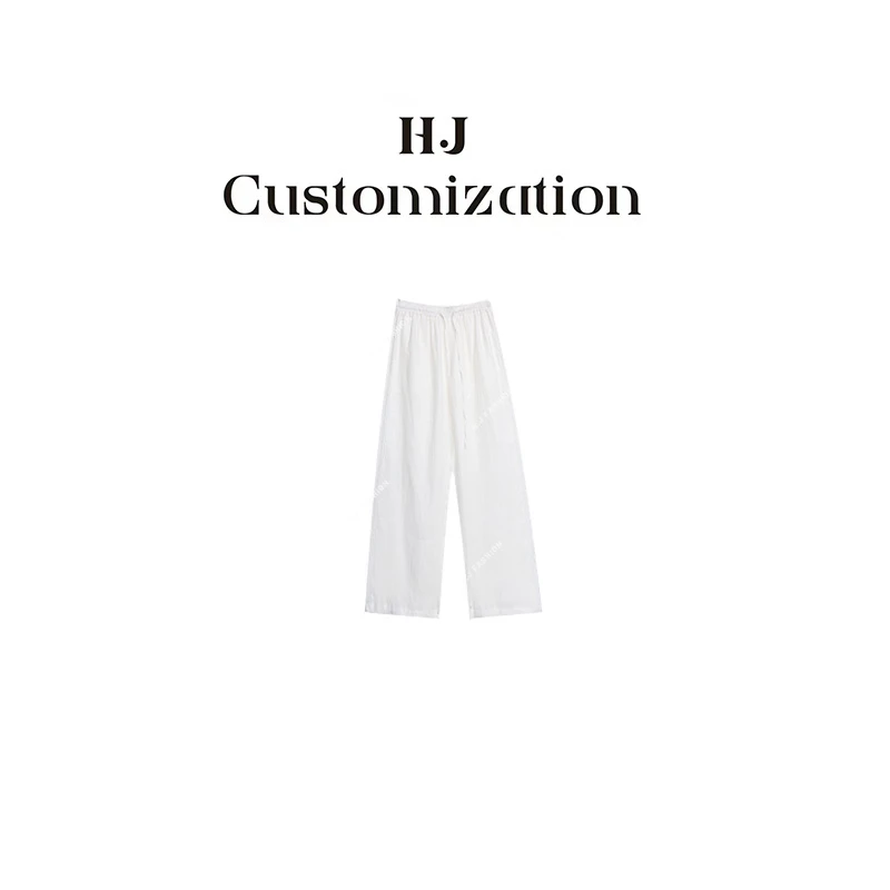 【 H·J 】“缪斯女神”侧边拼蕾丝休闲麻裤53972