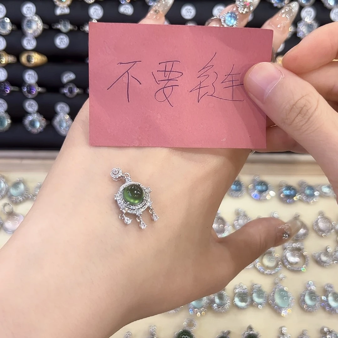 蛇纹石玉银S925镶嵌饰品H*S