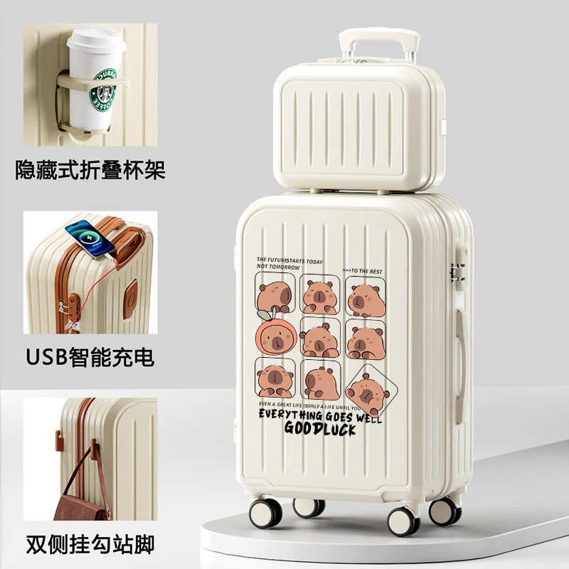卡皮巴拉新款通用行李箱学生铝框密码拉杆箱结实耐用旅行箱高颜值