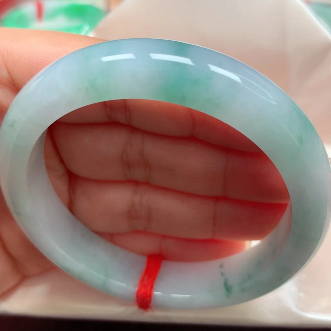 未镶嵌手镯翡翠8冰胶蓝花洒金