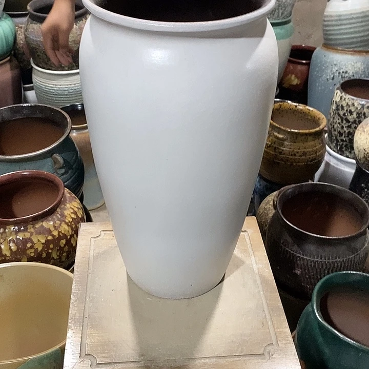 紫砂花盆口20高度42白色8888