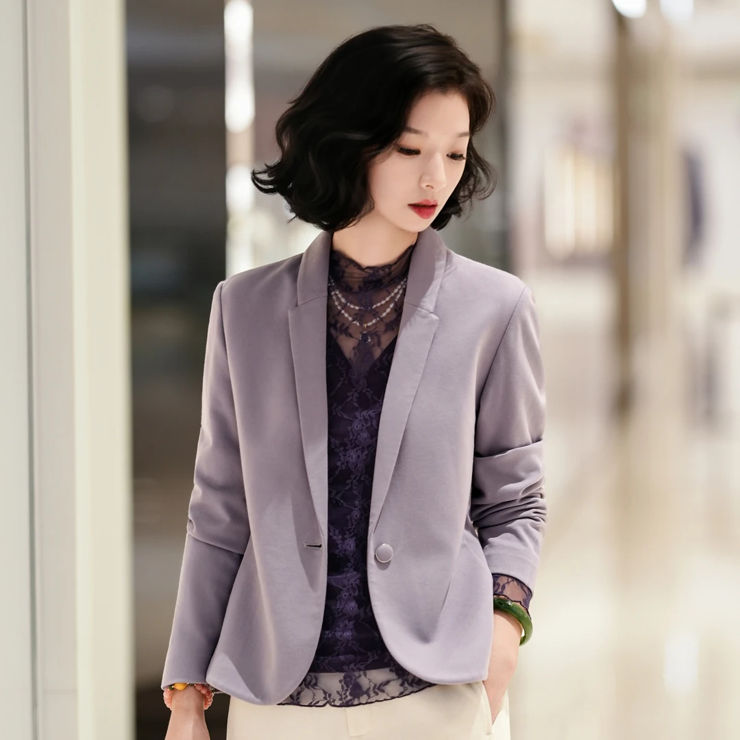 西子/【星尘罗马】通勤百搭极简西装星尘紫外套/WTTJ109