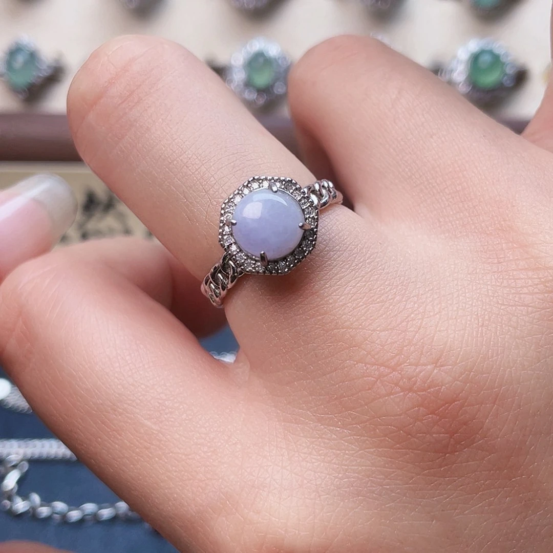 翡翠戒指银S925镶嵌戒指