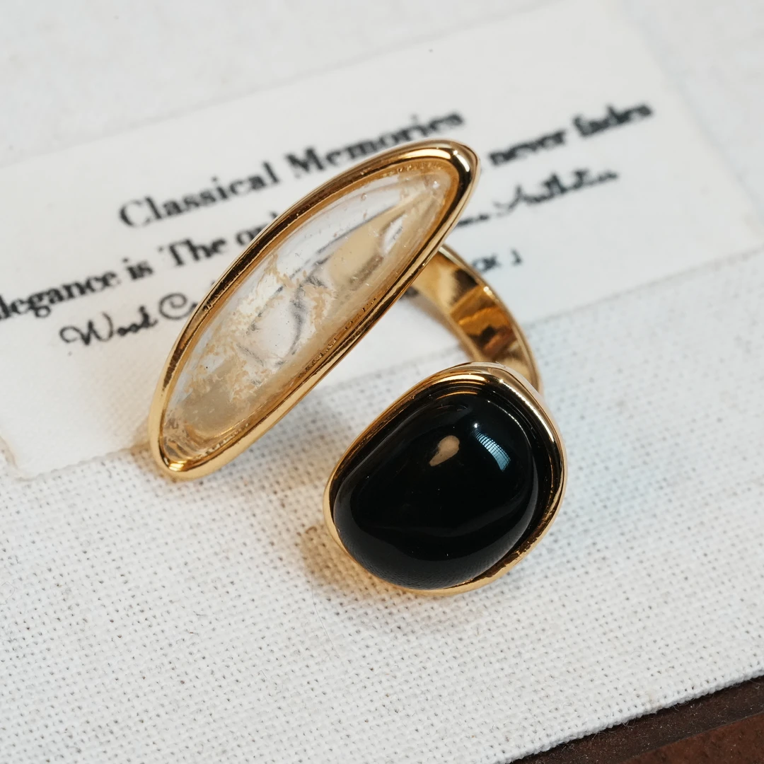 铜合金戒指 [透茶戒指]气质轻奢精致时尚百搭法式小众简约指环