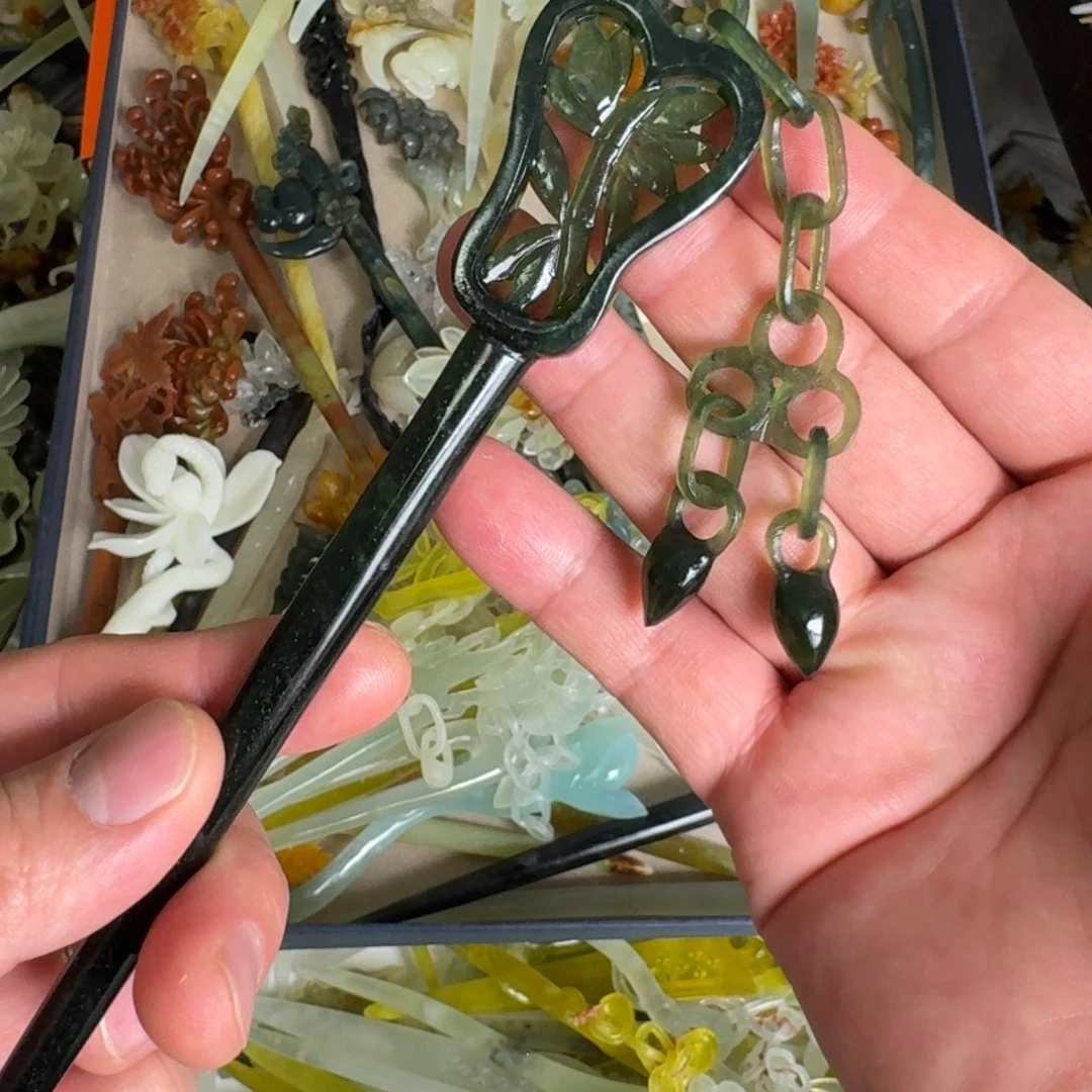 岫玉发饰未镶嵌明君玉簪就是好看