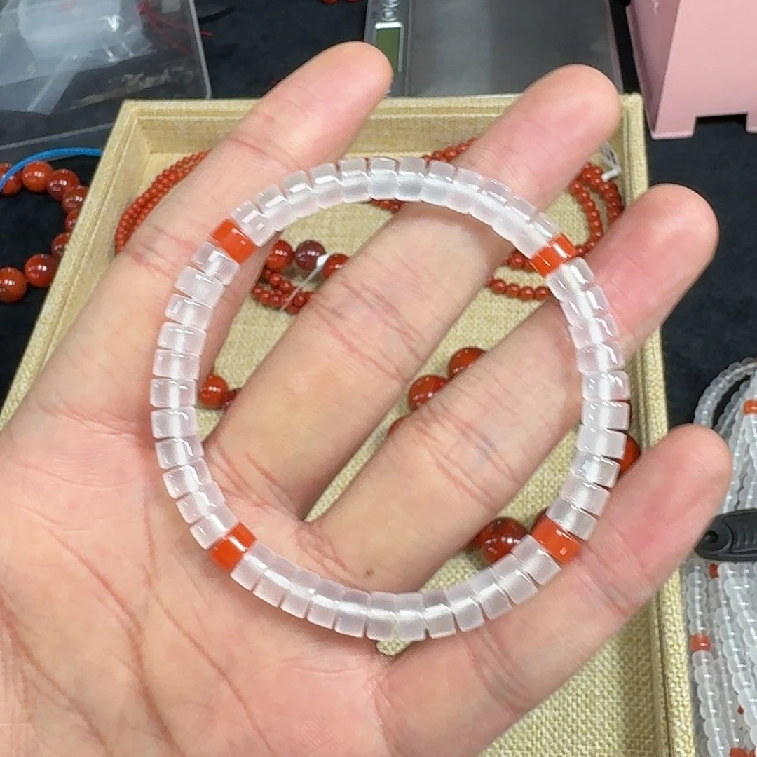 玛瑙/玉髓未镶嵌手链南红手串药片荔枝冻
