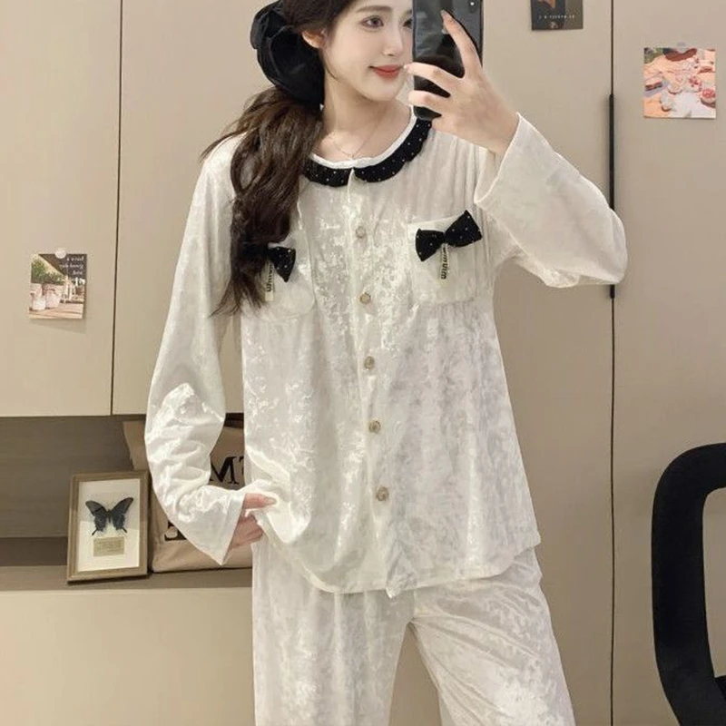 【星】高级感小香风开衫秋冬长袖睡衣女可外穿家居服套装4133