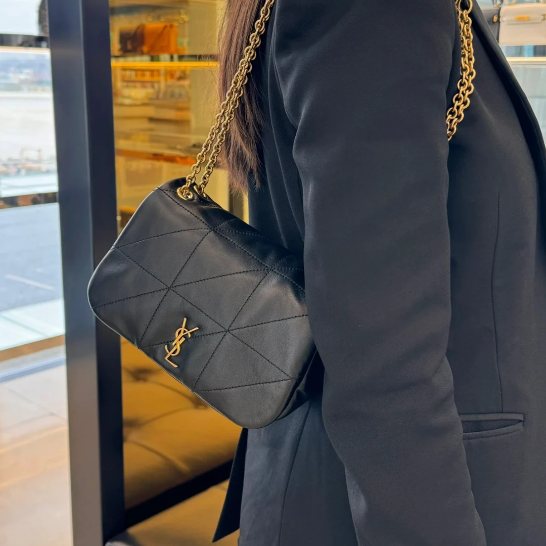 99新 YSL/圣罗兰 jamie mini黑色羊皮单肩包 50662