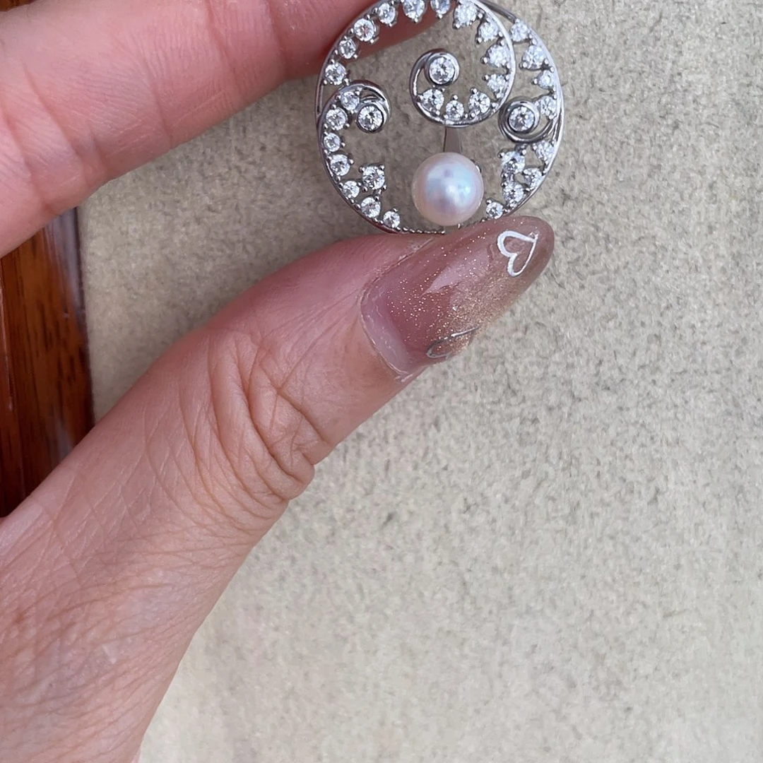 吊坠(不含链)银S925镶嵌海水珍珠