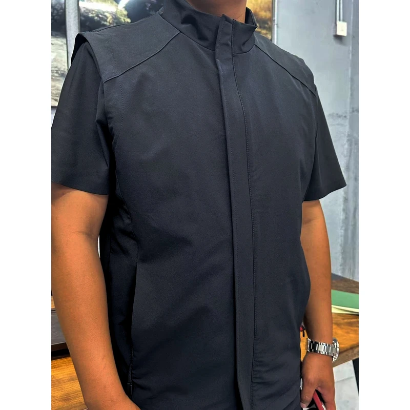 迪特无袖简约防风运动男款简约风单马甲薄款保暖拉链男士