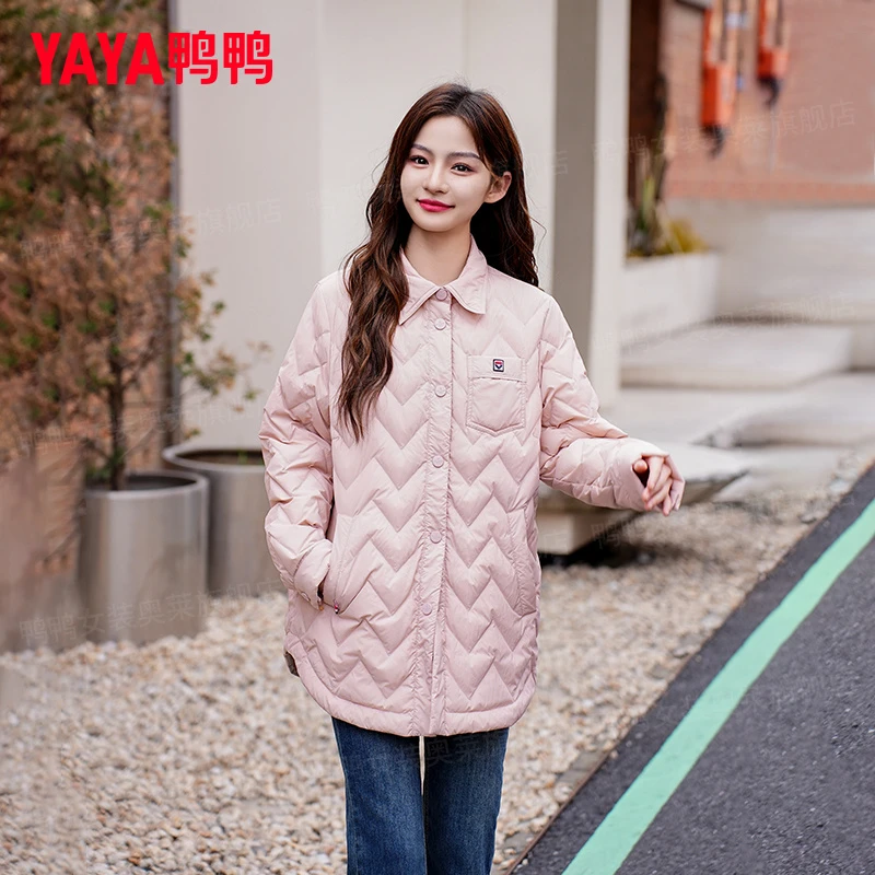 YAYA/鸭鸭羽绒服女冬季短款轻薄立领宽松时尚休闲外套YE3B635895H