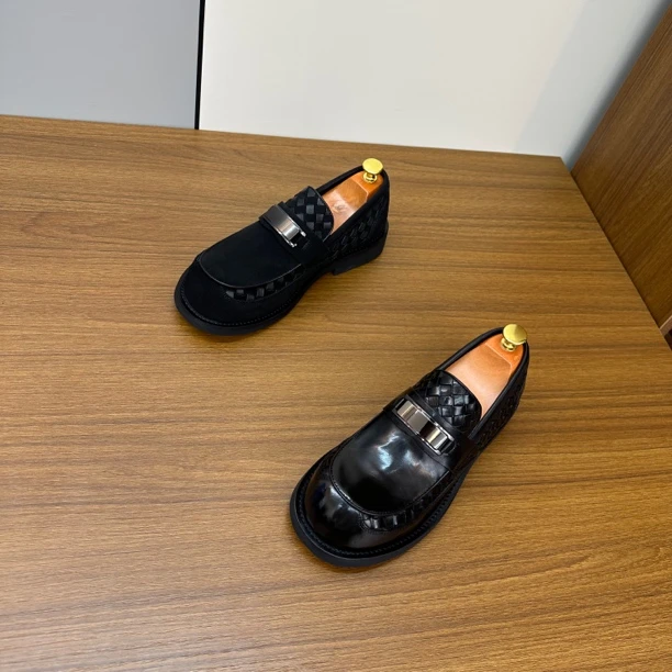 商务休闲真皮编织百搭舒适一脚蹬男鞋