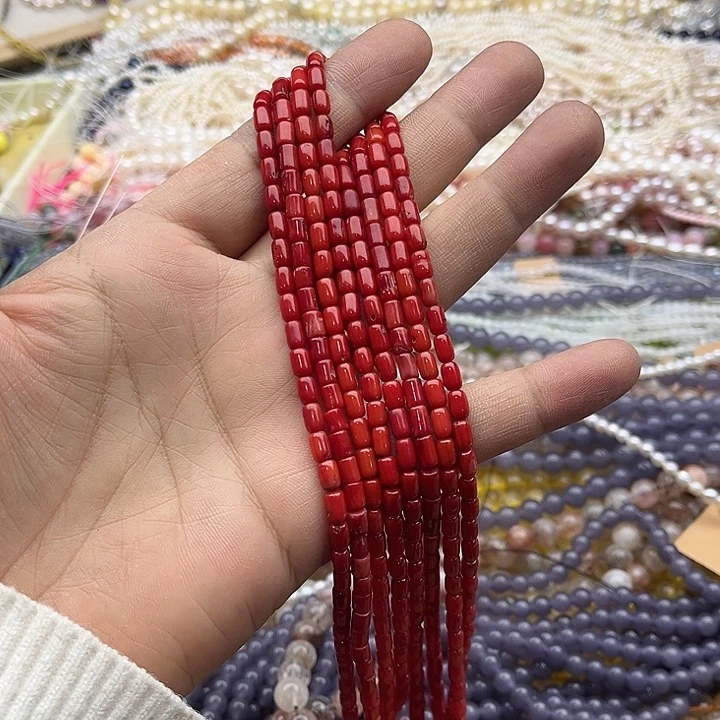 玛瑙/玉髓珠宝半成品未镶嵌一条3.5mm左右红精灵有呼吸孔