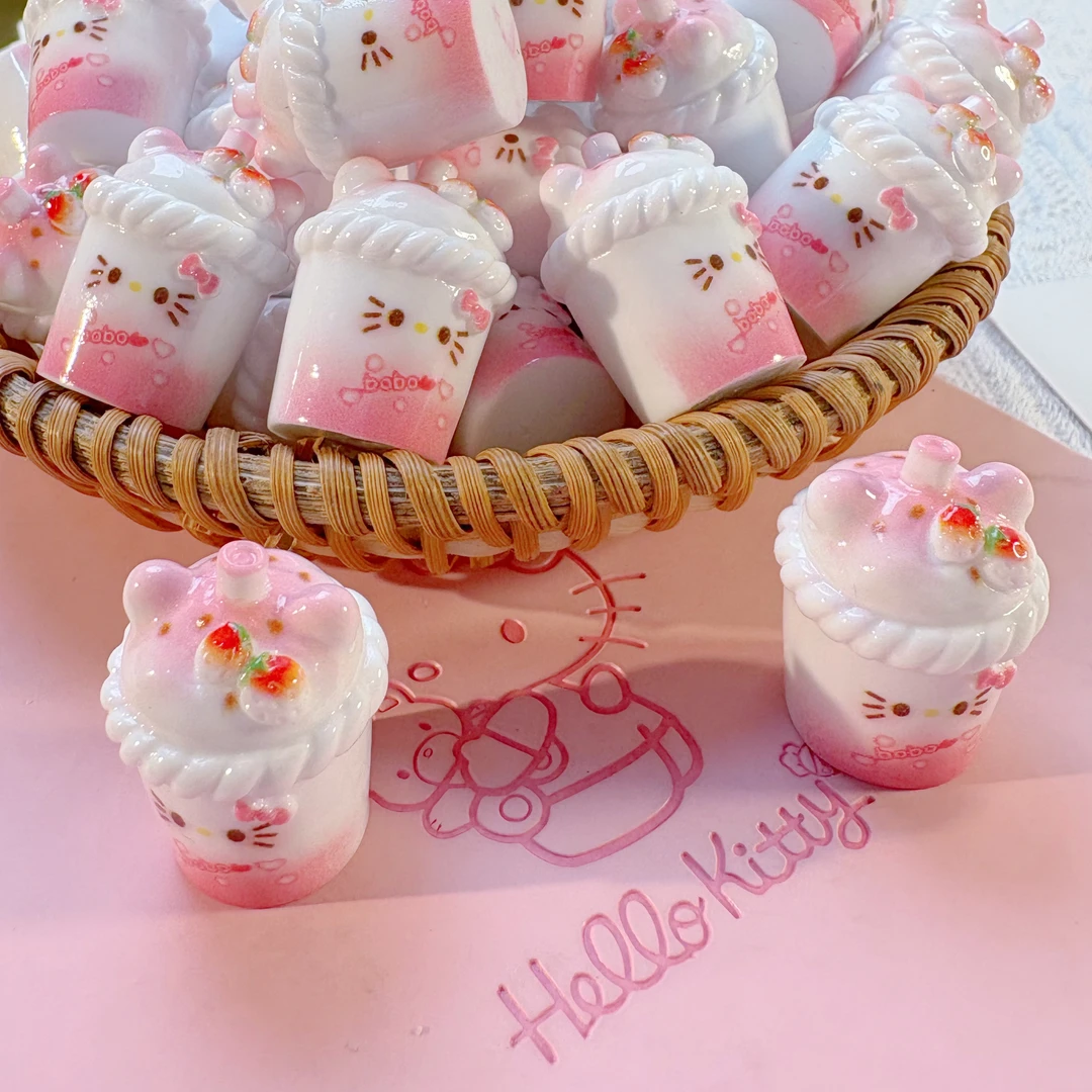 【阿花定制-KT草莓啵啵奶茶杯】两色混/全亮面/手机配件diy