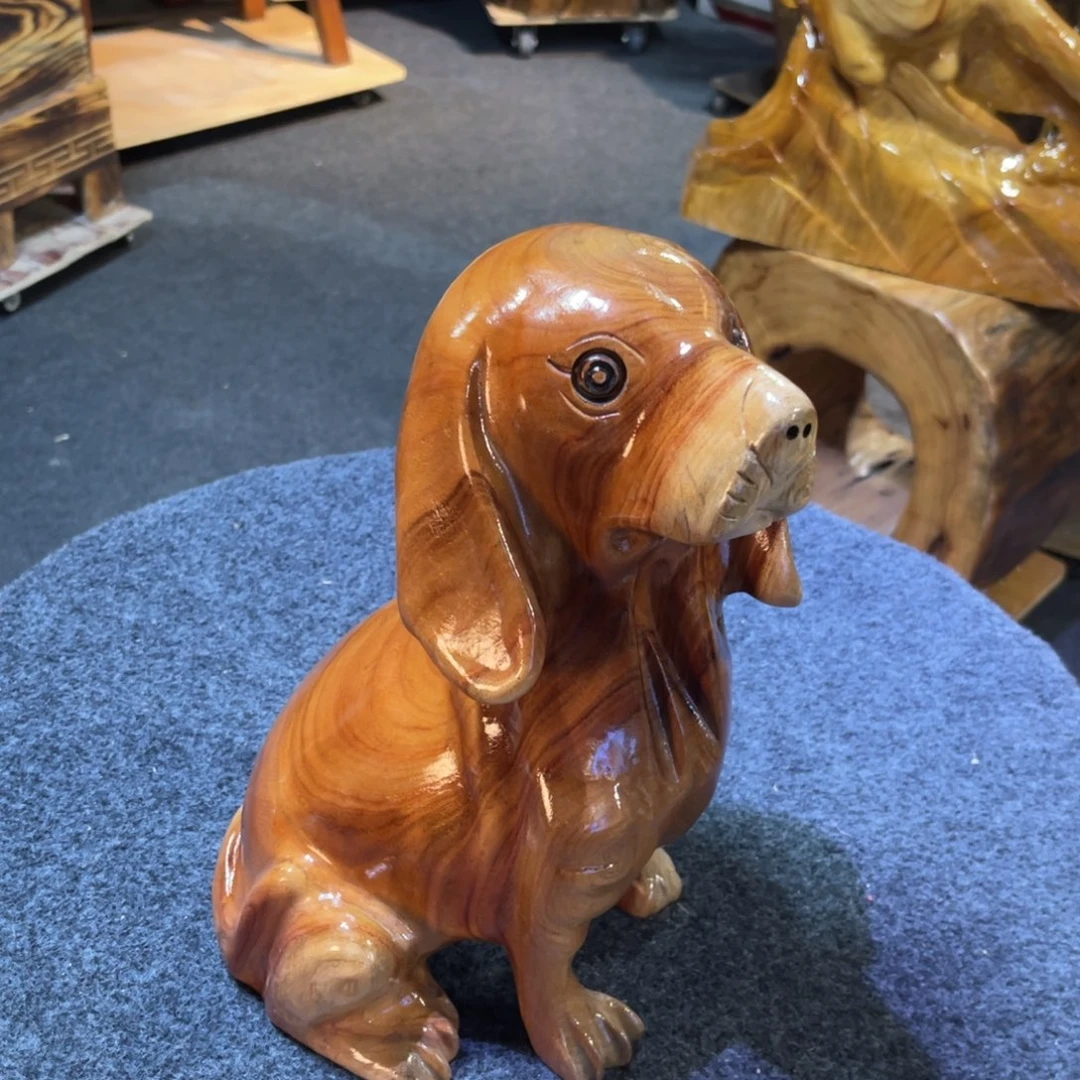 香樟木实木雕刻旺财