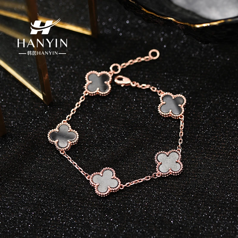 铜合金手链 时尚百搭气质五花四叶草手链AAA