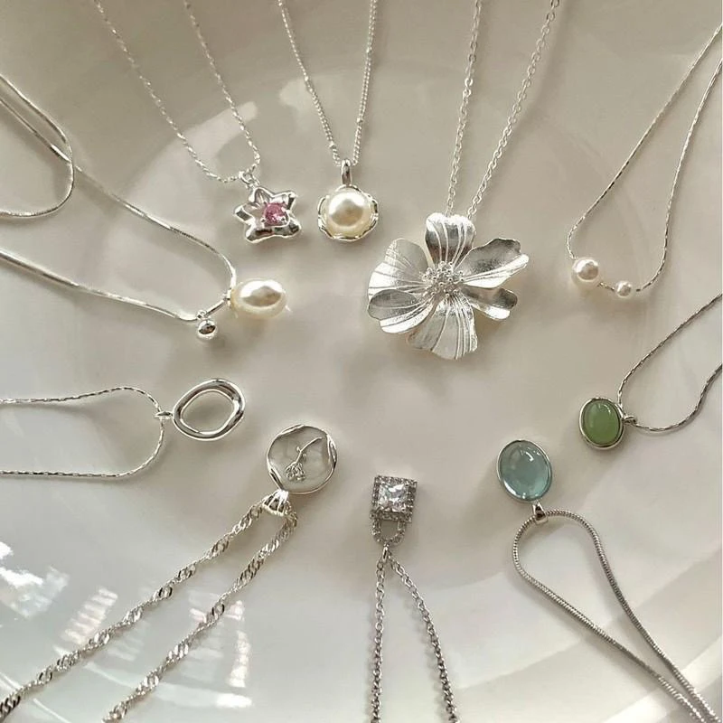 铜合金合成锆石项链 S925银项链 百塔时尚潮流百搭