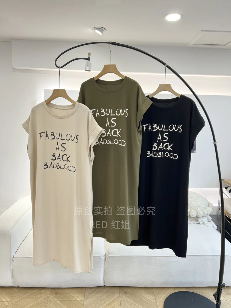 2025夏日必入修身显高显瘦时尚宽松印花长款裙子19-3