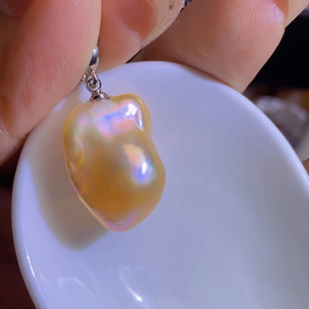 银S925镶嵌淡水珍珠微瑕