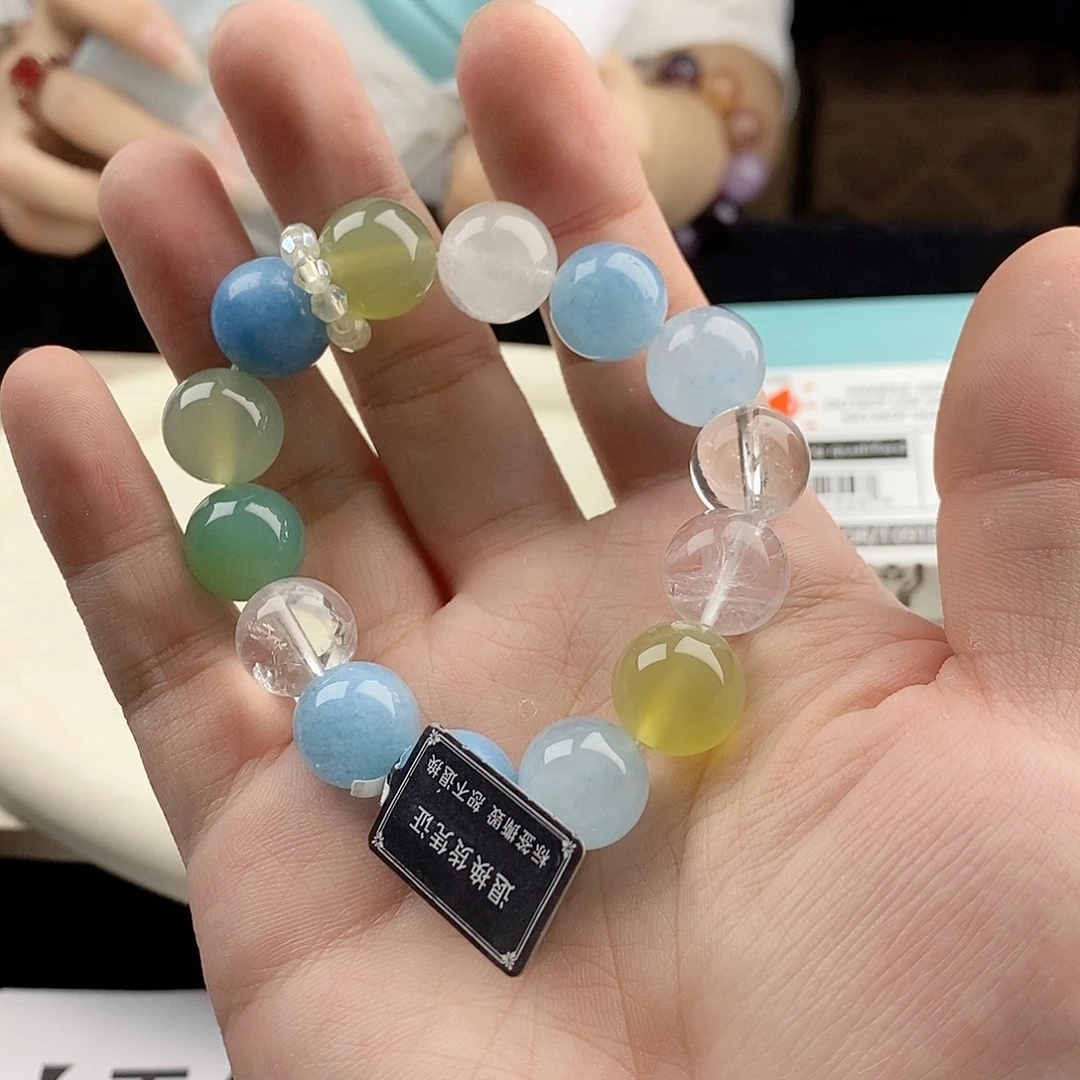 水晶手链银S925镀金镶嵌