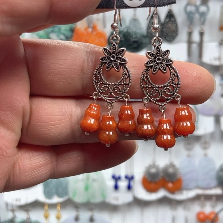 【闪购商品】翡翠耳饰银S925镶嵌优化耳饰