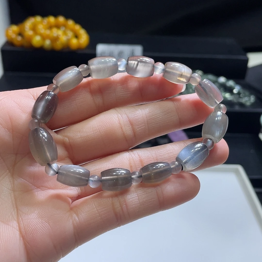 水晶未镶嵌手链黑月光桶珠47元