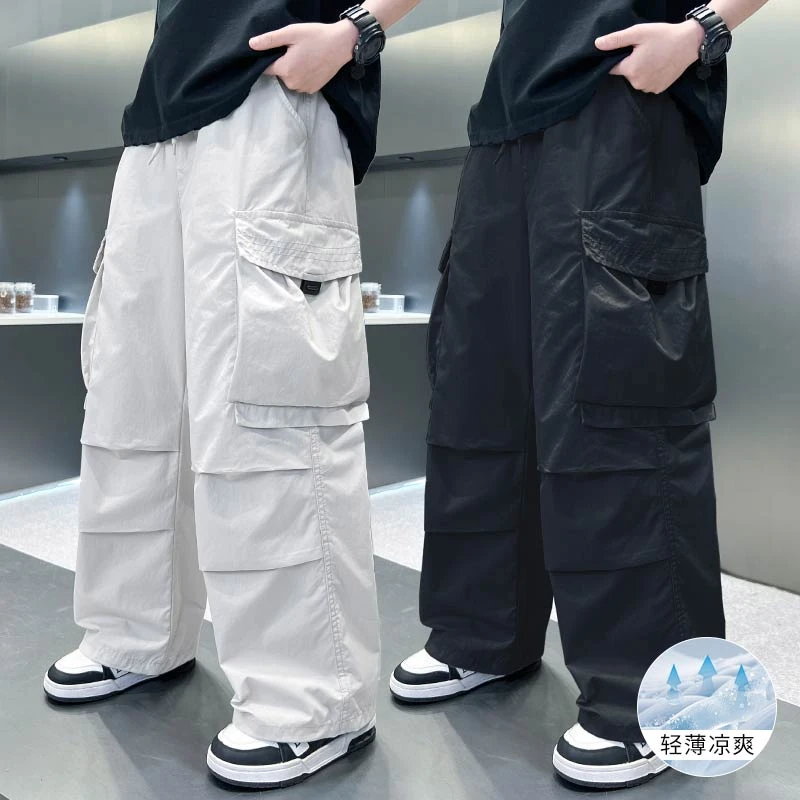 男童工装裤夏季薄款休闲裤2025中大童韩版宽松直筒裤夏装儿童裤子