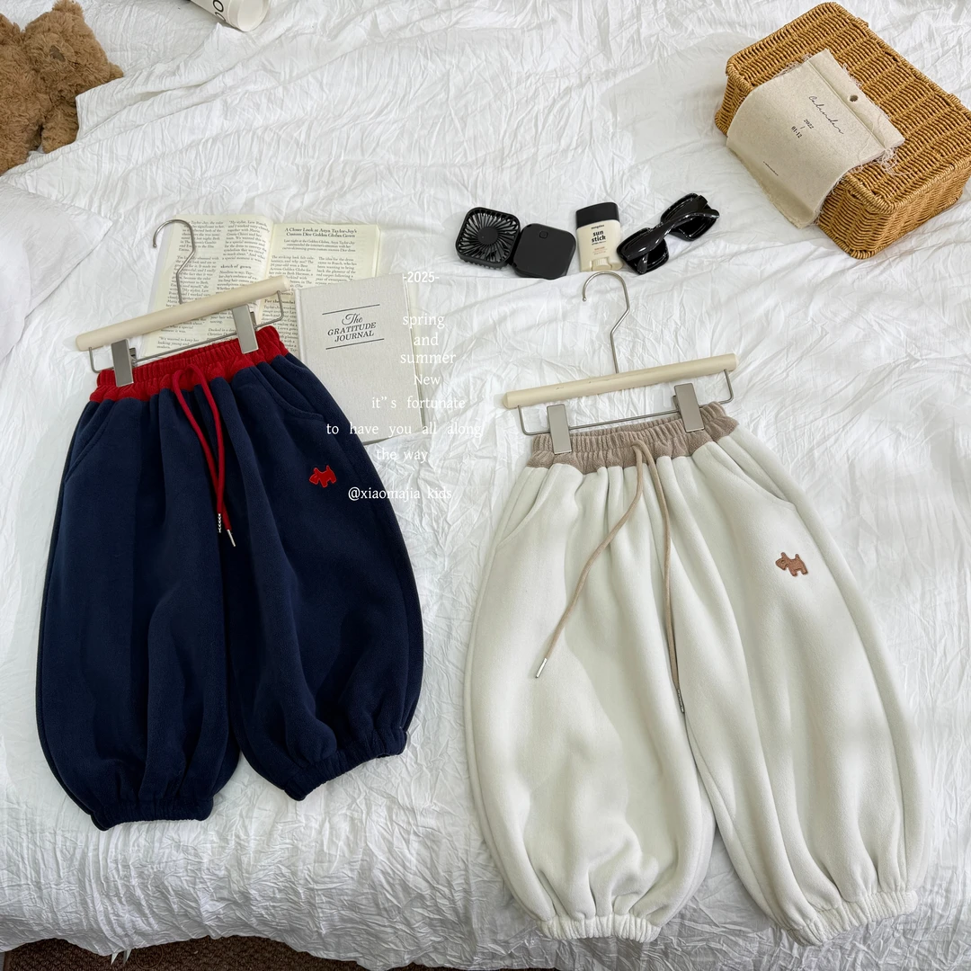 00小马家2025冬款加厚内里仿兔毛卫裤D-7270时尚韩版男女童裤子