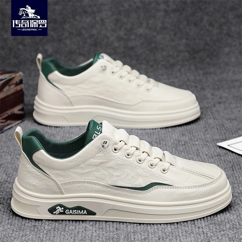 传奇保罗一脚蹬男鞋冬季新款透气板鞋休闲鞋鞋子男士男款小白鞋
