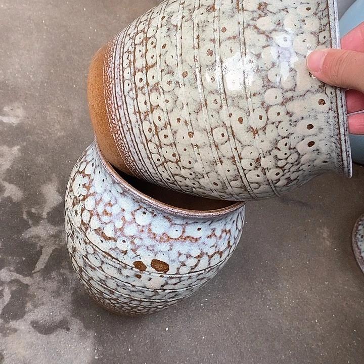 紫砂花盆小烧裂瑕疵口17高21瑕疵