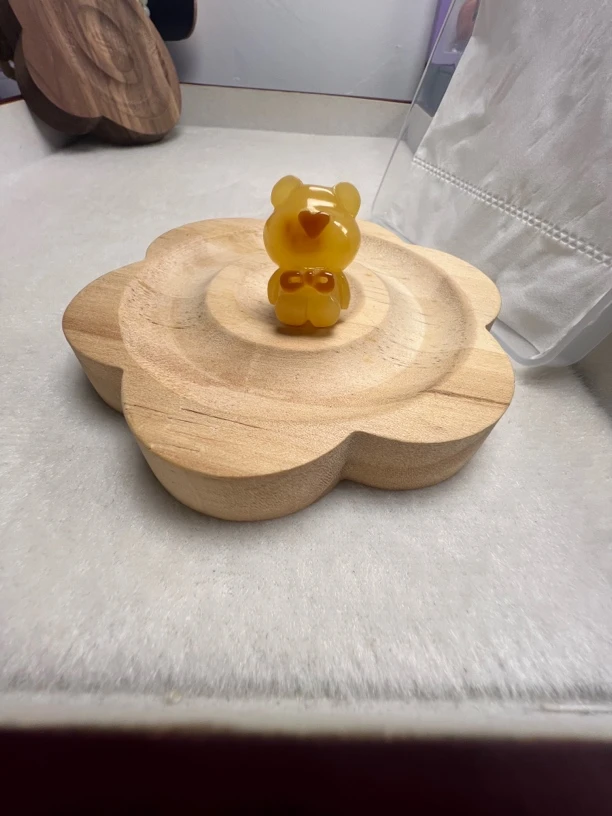 焦皮料俏色小熊吊坠