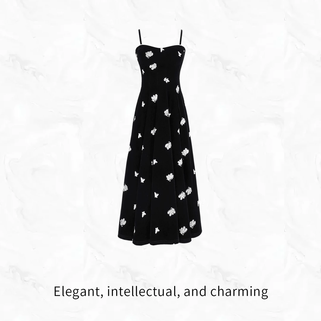 WBR【蝶梦轻舞】新款显瘦收腰设计感连衣裙