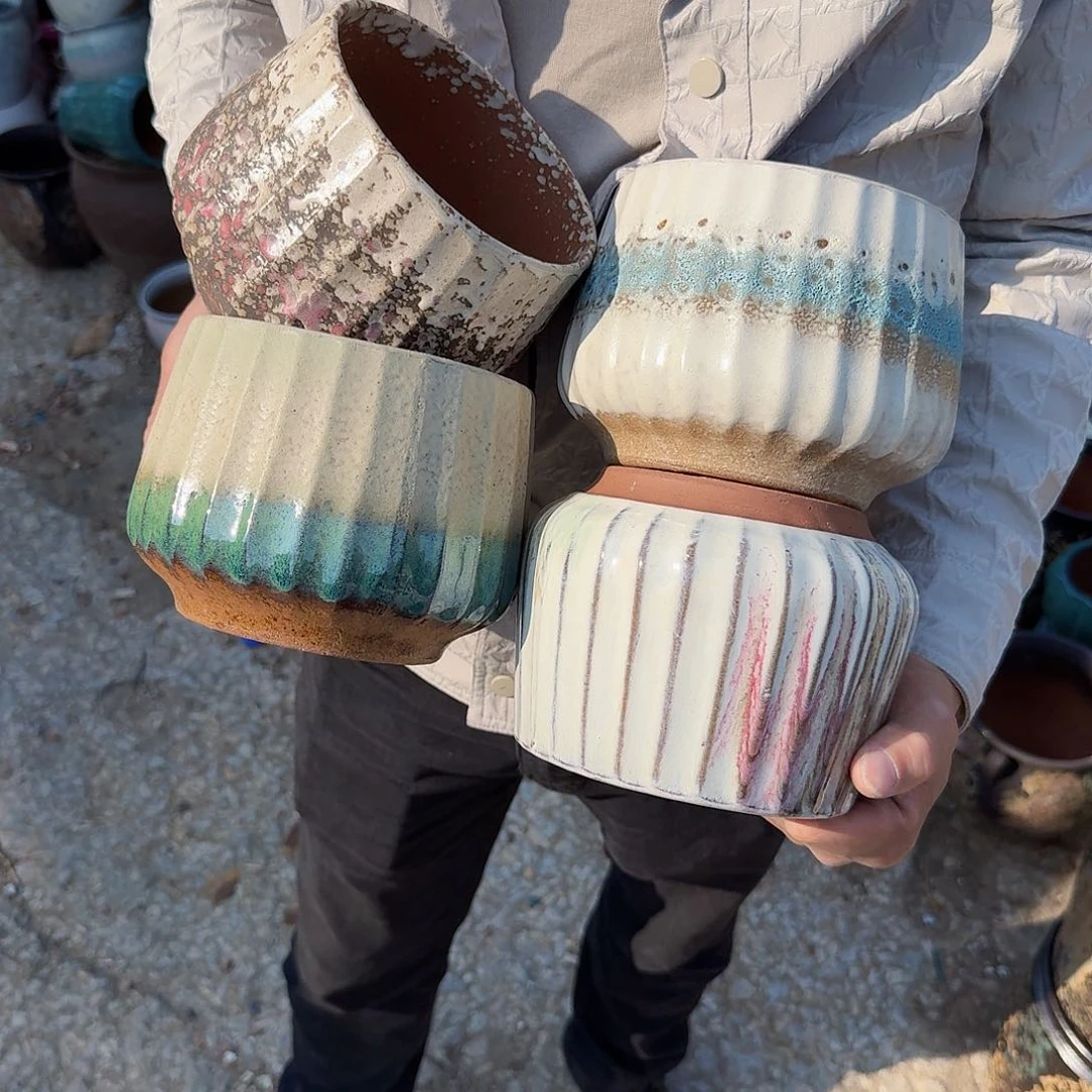 紫砂花盆口14高11.5（四个蛋壳胡巴