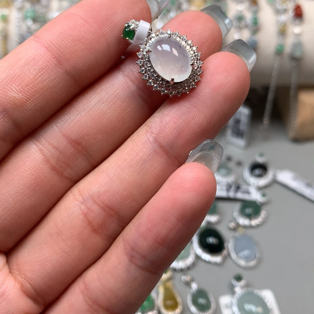 银S925镶嵌手链翡翠吊坠