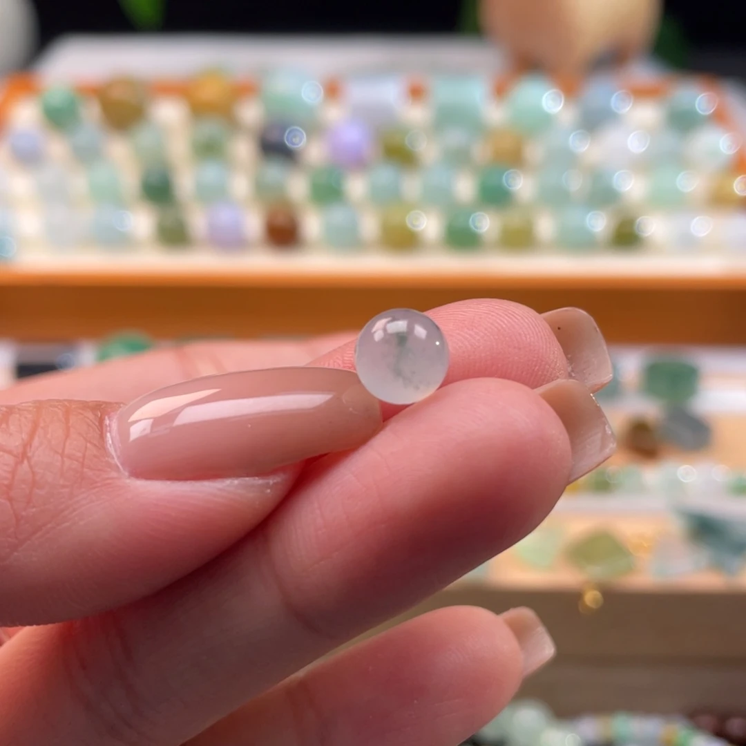 未镶嵌定制翡翠天然缅甸翡翠a货冰飘花圆珠7.1