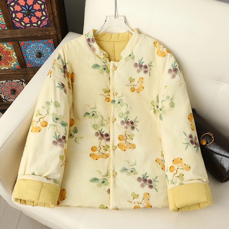 2025新款冬季加厚国风双面穿棉花棉衣手工盘扣妈妈保暖棉袄外套女