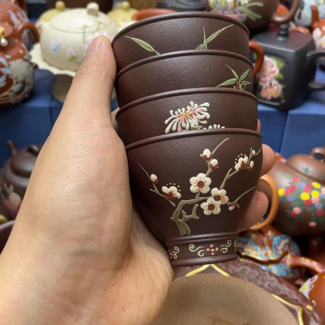 茶杯紫砂紫砂主人杯一套送礼盒