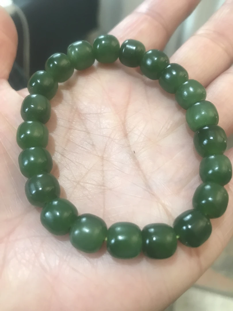 正品和田玉碧玉手链