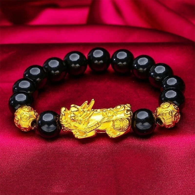 合金手镯 首饰时尚饰品（女士皮休）红色黑色两款可选轻奢百搭金色