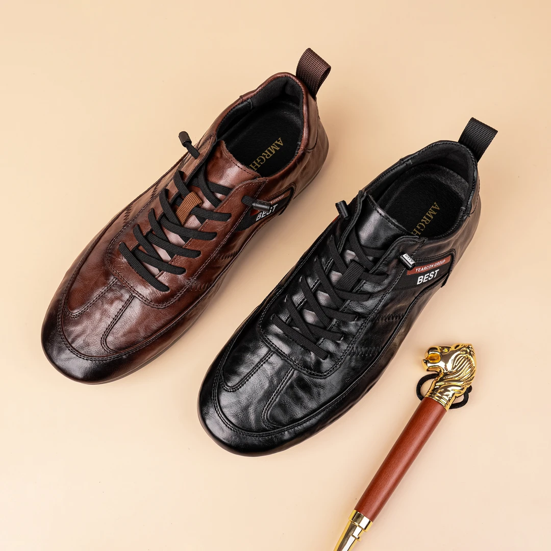 头层牛皮爆款秋冬真皮男鞋休闲男士鞋子一脚蹬皮鞋男款开车25273