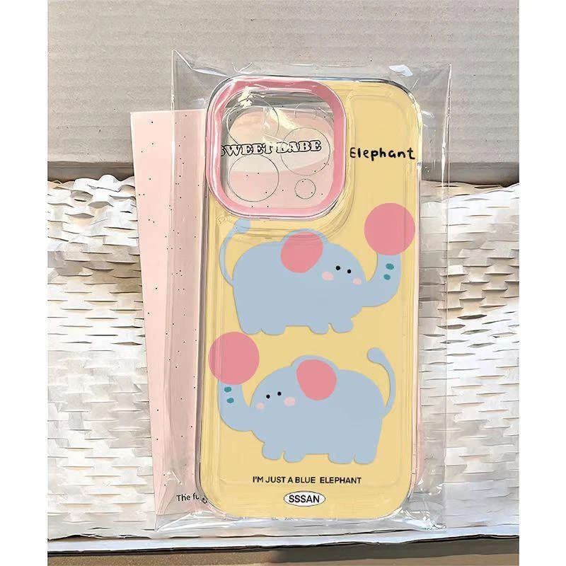黄底两只大象适用iphone16/15苹果手机壳小米14vivo华为P70oppo套